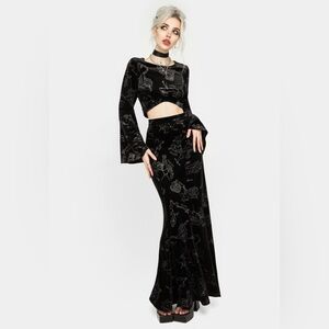 Disturbia Zodiac Foil Print Velour Mermaid Maxi Skirt US 8 / UK 12